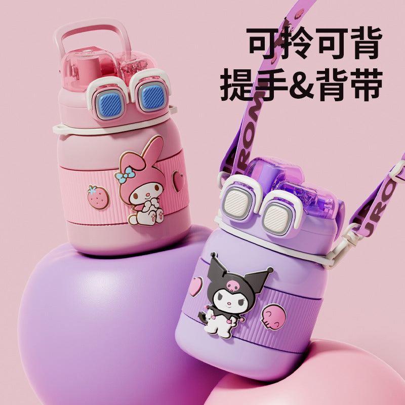 Sanrio Licensed Cartoon Thermos Cup – Portable Double-Drink Sports Kettle for Students