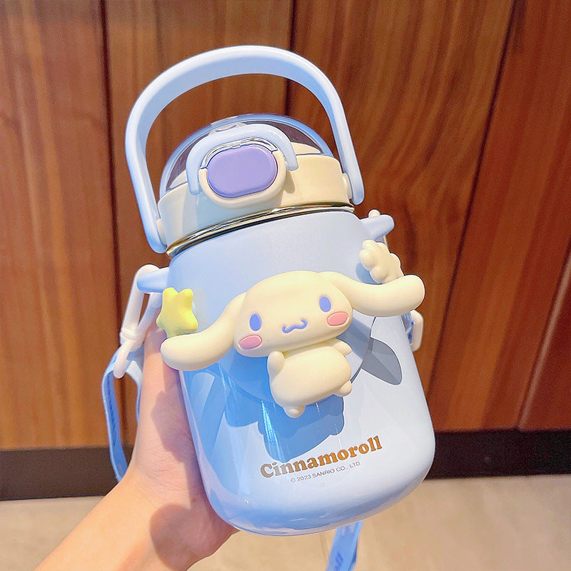 High-value Internet celebrity Sanrio co-branded water cup, adjustable strap cup, large capacity cute girl thermos cup 316