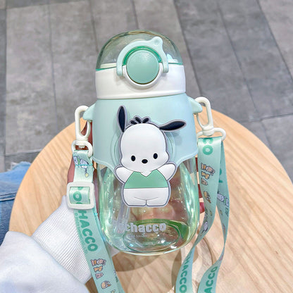 Sanrio Licensed Tritan Plastic Water Cup – Cute Portable Summer Straw Bottle for Students