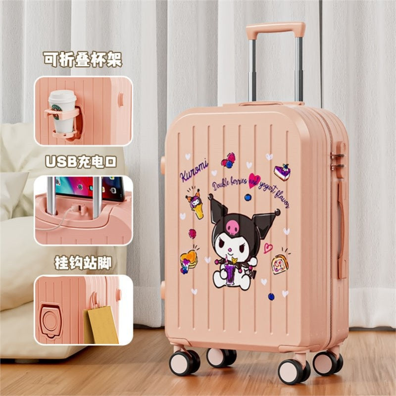 Sanrio Kuromi & Cinnamoroll Girls Trolley Suitcase – Large Capacity Carry-On Luggage for Kids