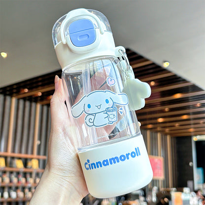 Sanrio Girls Tritan Straw Cup – Large Capacity Cute Cartoon Kids Handy Water Cup