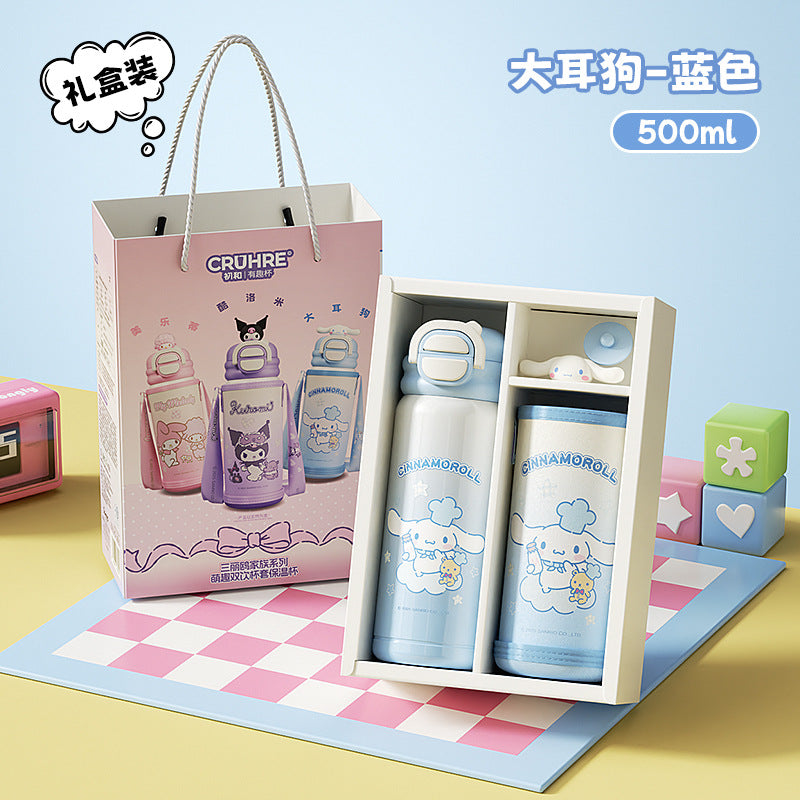 Sanrio family series student children's thermos cup 316 stainless steel portable cup cover drinking cup double drink gift box
