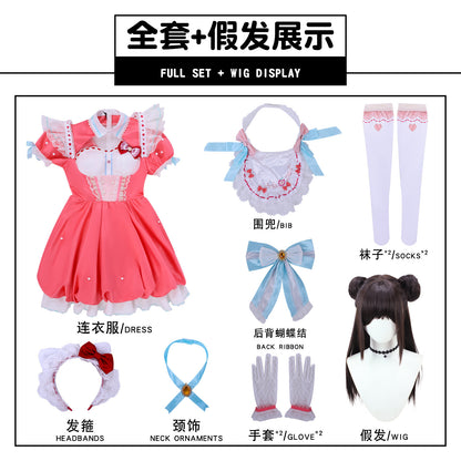Naraka: Bladepoint x Sanrio Hello Kitty Hu Tao Cosplay Costume - Complete Set with Wig, Outfit & Accessories |  Game Character Costume