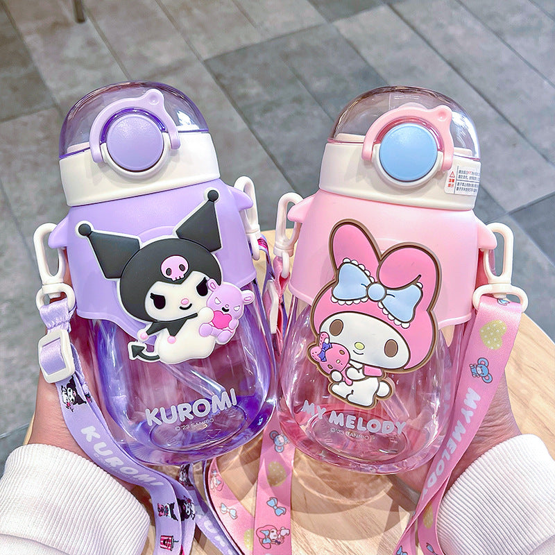 Sanrio Licensed Tritan Plastic Water Cup – Cute Portable Summer Straw Bottle for Students