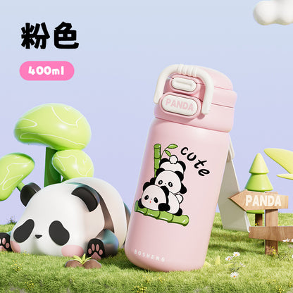 2025 New Panda Children's Thermos Mug 316 Stainless Steel Girls' High-Value Water Cup Double Drinking Cup Students