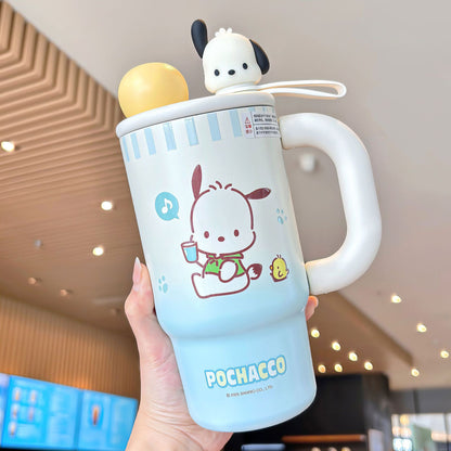 Sanrio Family Gradient Ice Cup – Double-Spout Large Capacity Portable Drinking Cup