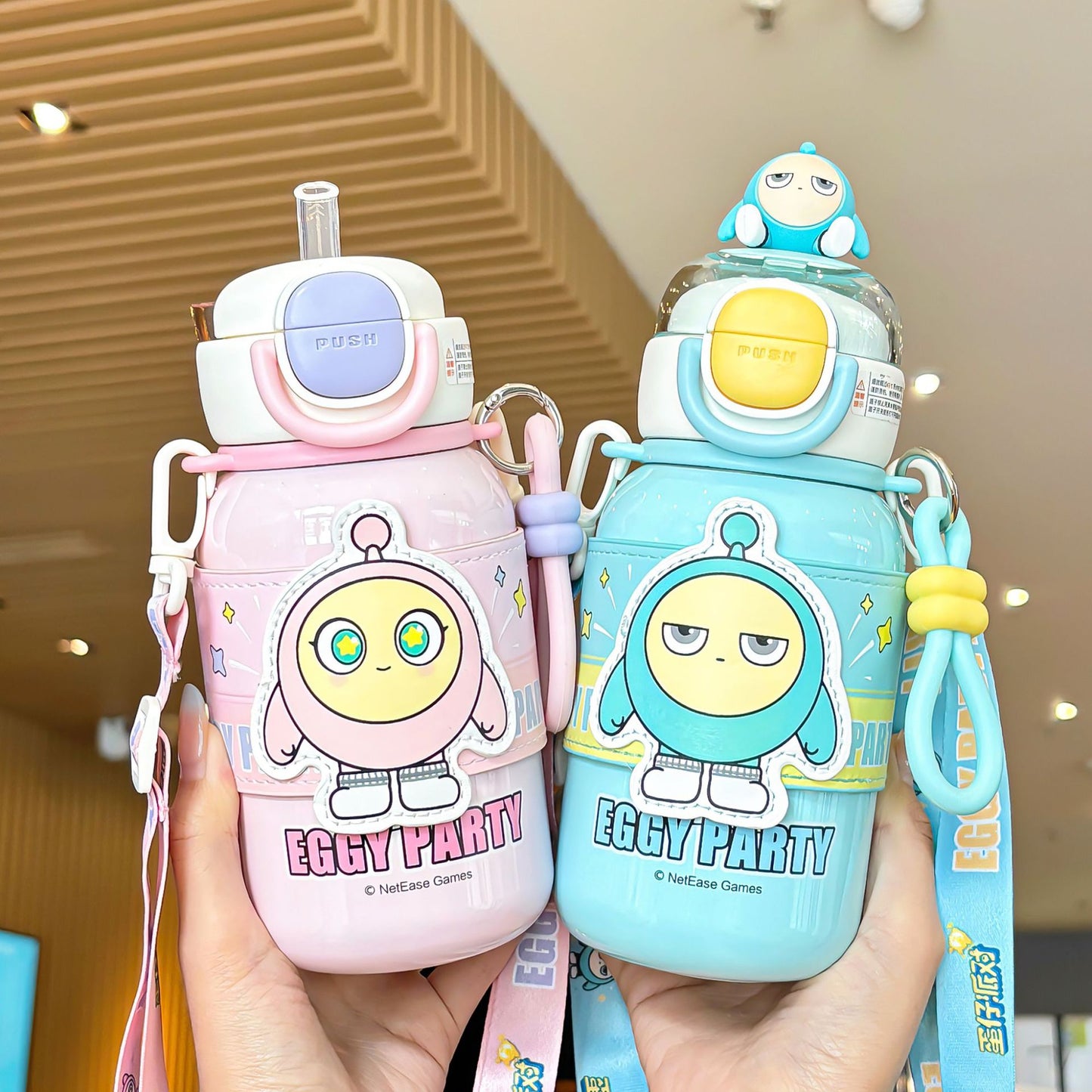 Egg Boy Party Family Series Insulated Cup – Double-Drink Kids Thermos with Lock Design & Carry Ring