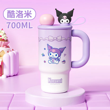 Sanrio Family Gradient Ice Master Cup – Double-Drink Independent Doll Design with Carry Ring