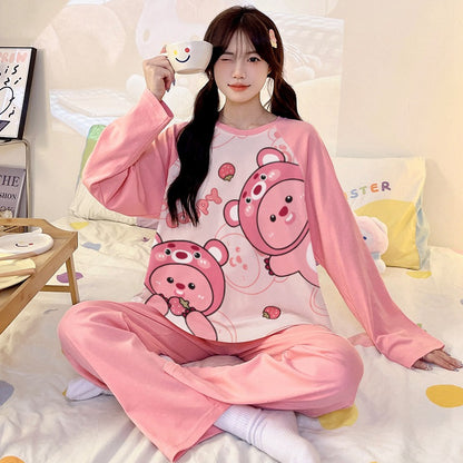 Kuromi Inspired Pure Cotton Long Sleeve Lounge Set for Men and Women Cartoon Spring Autumn Basewear