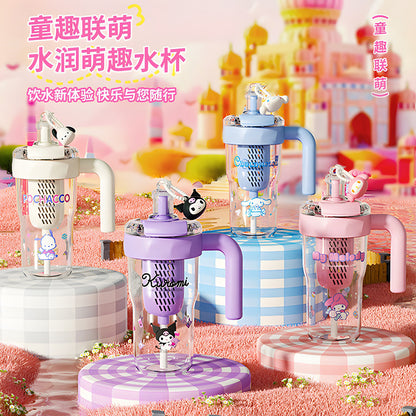 Creative Sanrio double drink ice cup girls high value large capacity student handle convenient straw water cup to make tea