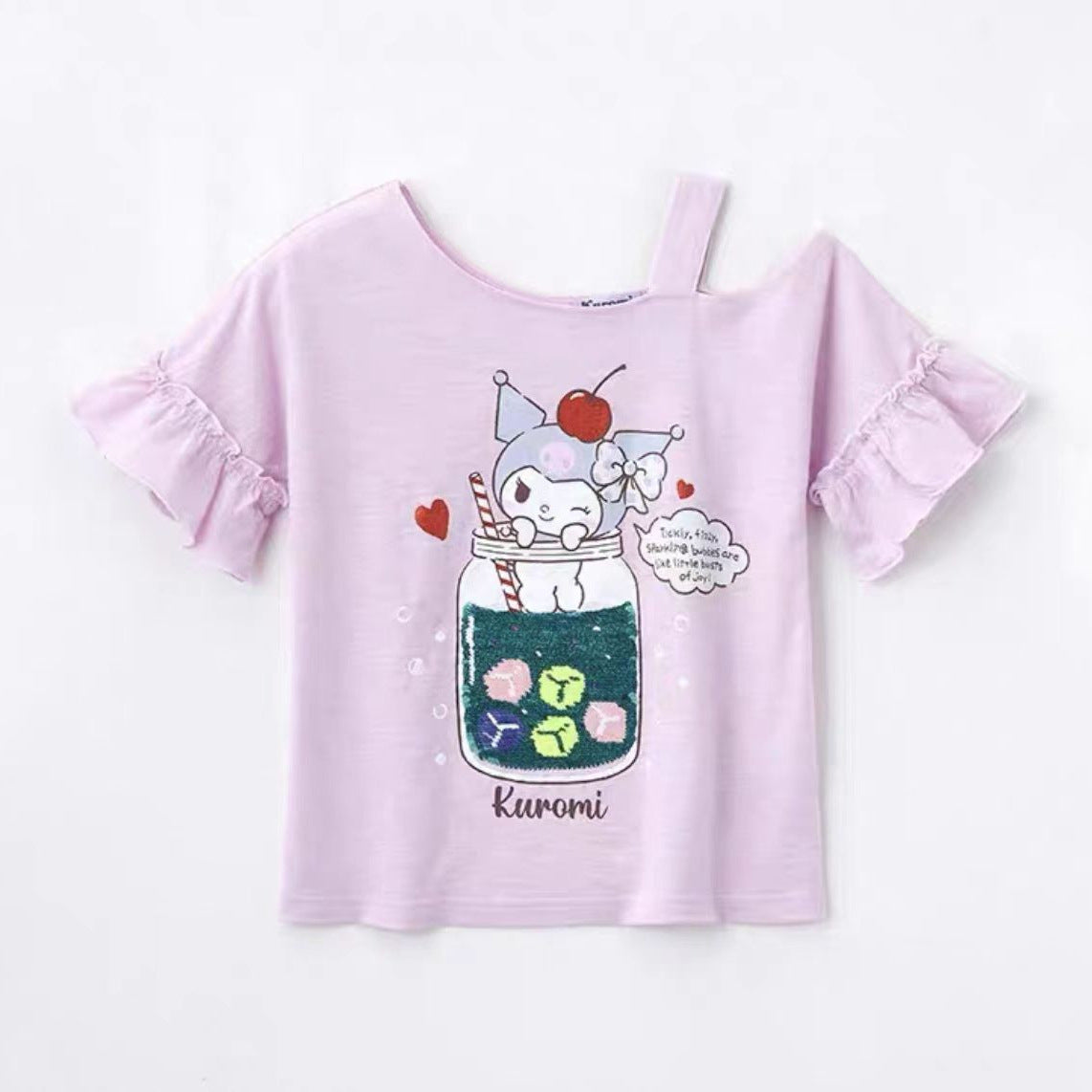 Sanrio Children's Sequin Flip T-Shirt – Sweet Cute Short Sleeve Top for Girls 2025