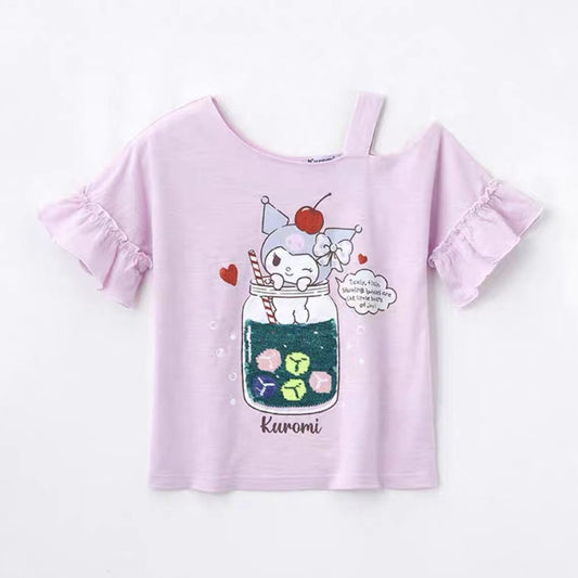 Sanrio Children's Sequin Flip T-Shirt – Sweet Cute Short Sleeve Top for Girls 2025