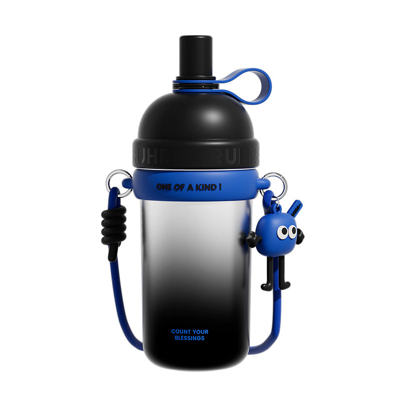 Large capacity thermos mug straw outdoor portable sports thermos mug gradient simple drinking cup cloud drinking kettle
