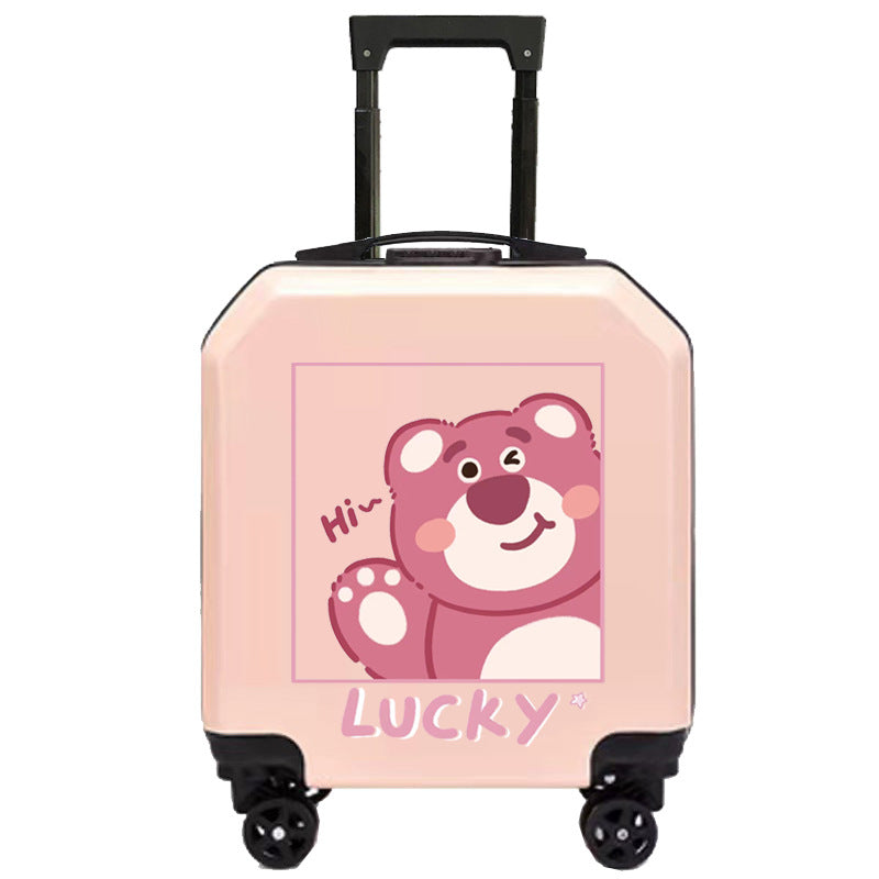 Cartoon Kids Luggage 18 Inch – Student Trolley Suitcase with Spinner Wheels & Combination Lock, Carry-On