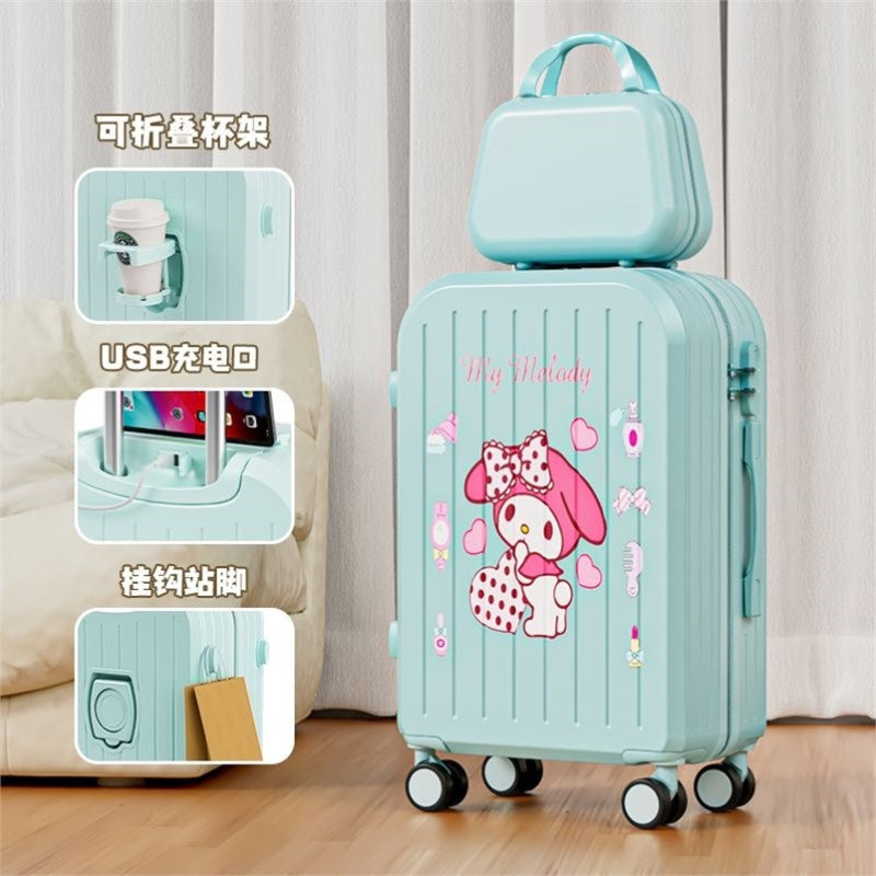 Sanrio Kuromi & Cinnamoroll Girls Trolley Suitcase – Large Capacity Carry-On Luggage for Kids