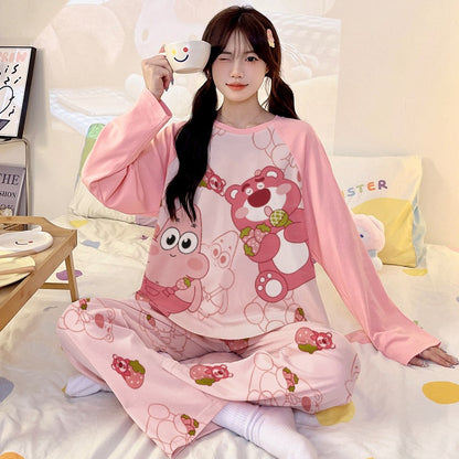 Kuromi Inspired Pure Cotton Long Sleeve Lounge Set for Men and Women Cartoon Spring Autumn Basewear