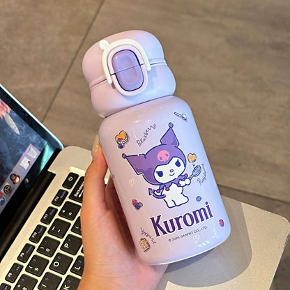 Sanrio Family Cartoon Thermos Cup – Double-Drink Lock Design with Reinforced Carry Ring