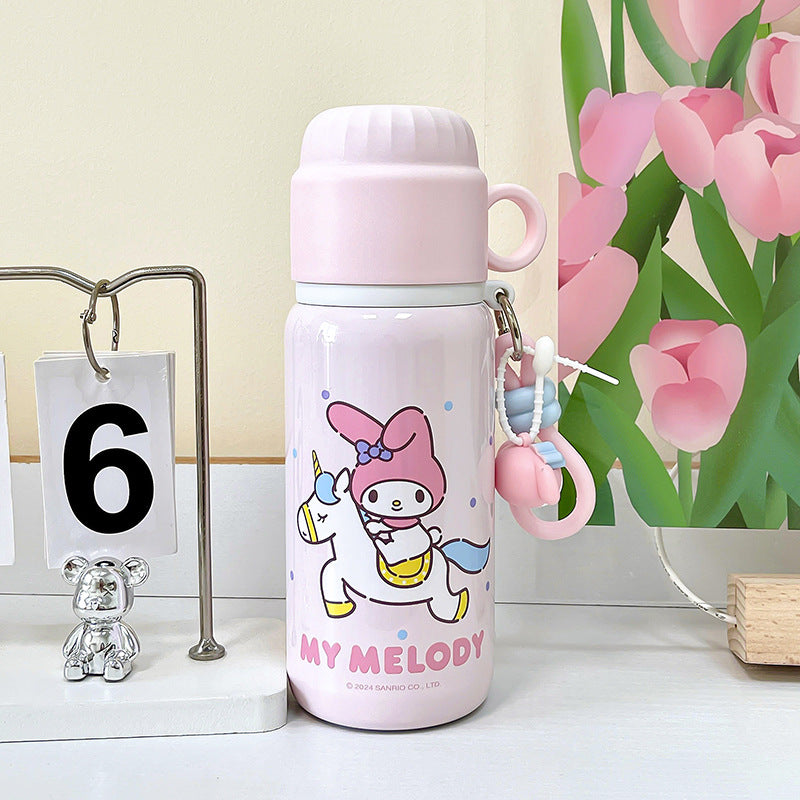 Sanrio Licensed Cartoon Thermos Cup – Double-Drink Pour Lid Kids Water Bottle, Cute Design