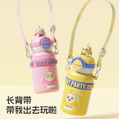Egg Boy Party Kids Thermos Cup 316 – Genuine Licensed Cartoon Straw Cup, Portable Double-Drink