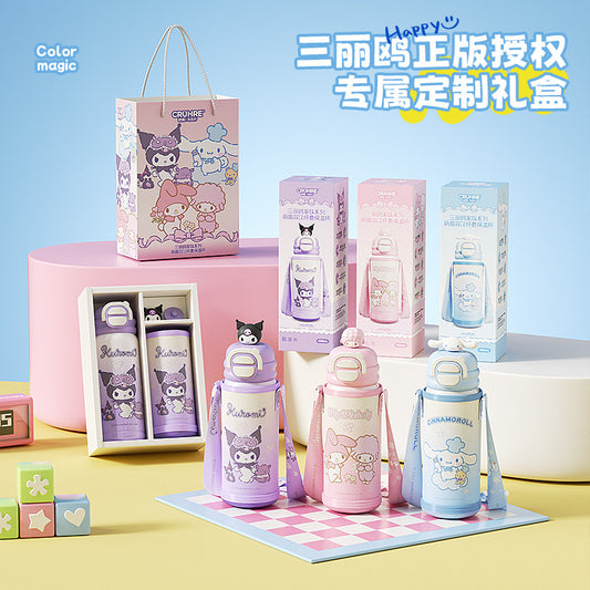 Sanrio family series student children's thermos cup 316 stainless steel portable cup cover drinking cup double drink gift box