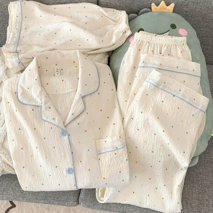 Crayon Shin-chan Pajama Set — Plus Size Lace Doll Collar Three-Piece Loungewear | Short Sleeve Top + Shorts + Long Pants Soft Cloud Cotton Sleepwear for Women & Men Spring Summer 2025