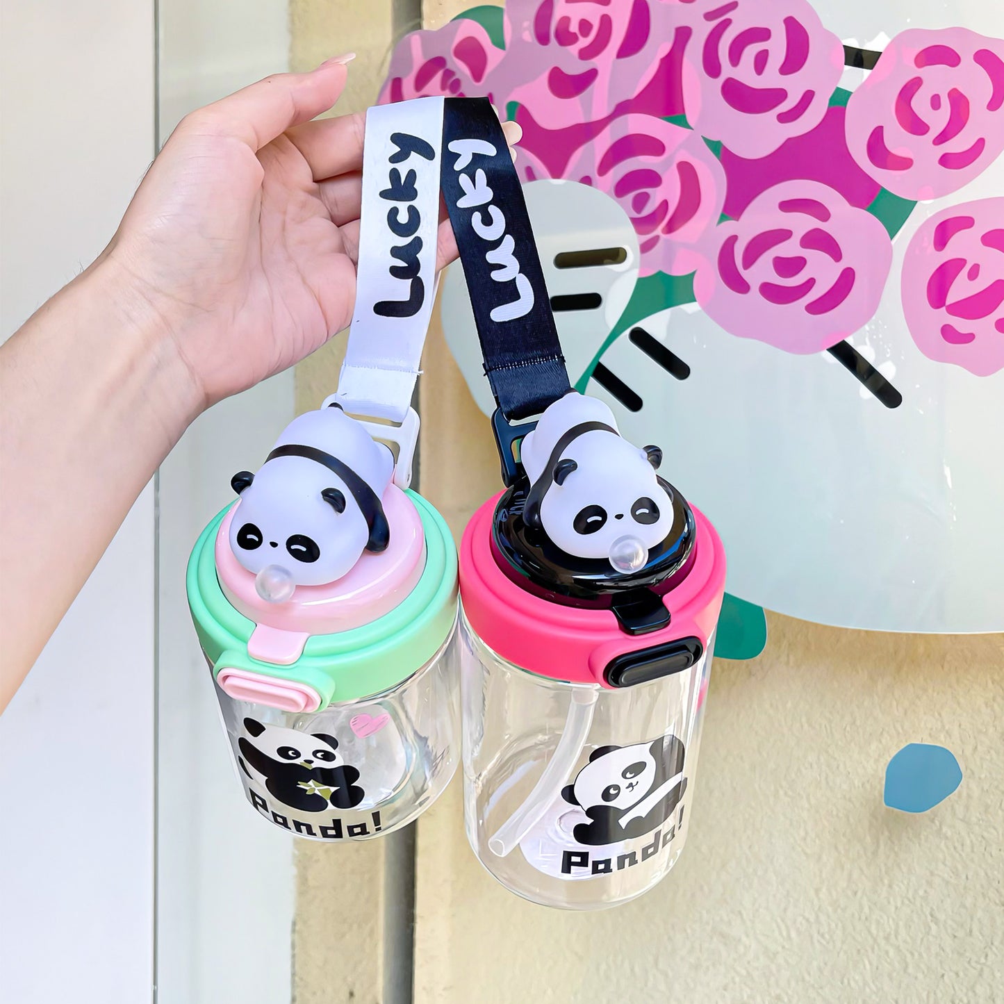 Cute Cartoon Animal Bubble Cup – Silicone Spout Kids Water Cup with Cup Cord, Portable