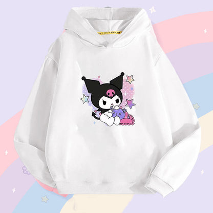Sanrio Kuromi Girls Lightweight Hooded Sweatshirt Jacket - Kawaii Cartoon Long Sleeve Pullover for Kids (Spring Autumn)