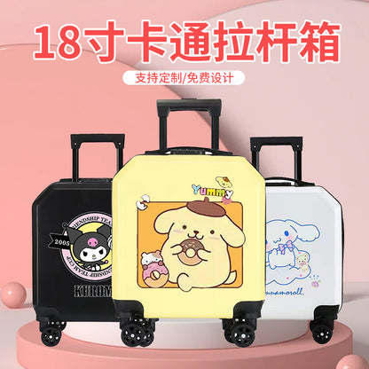 Cartoon Kids Luggage 18 Inch – Student Trolley Suitcase with Spinner Wheels & Combination Lock, Carry-On