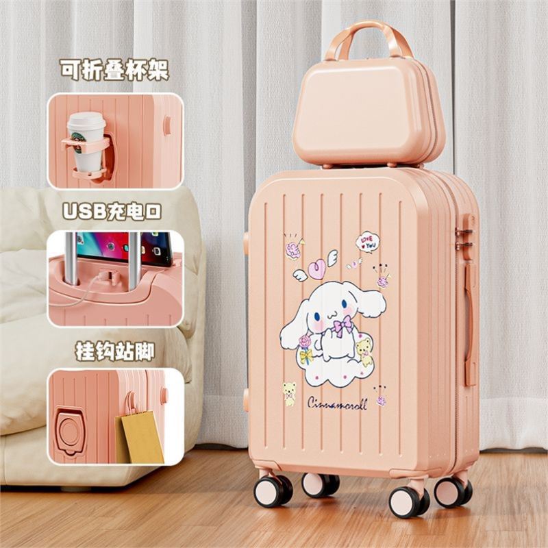Sanrio Kuromi & Cinnamoroll Girls Trolley Suitcase – Large Capacity Carry-On Luggage for Kids