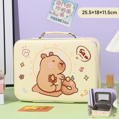 Cartoon Kids Cute Cosmetic Bag Sanrio Travel Portable Large Capacity Mirror Cosmetic Case Cosmetic Storage Box