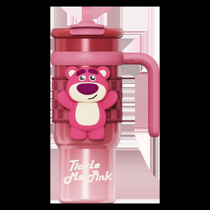 Vaso térmico aislado de acero inoxidable Sanrio de 900 ml – Vaso de dibujos animados Kuromi, Hello Kitty, Cinnamoroll con pajita, asa y correa