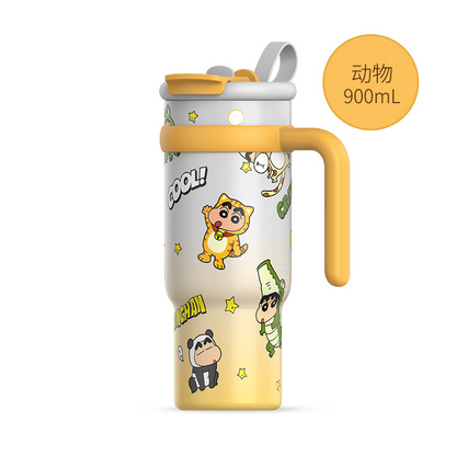 Vaso térmico aislado de acero inoxidable Sanrio de 900 ml – Vaso de dibujos animados Kuromi, Hello Kitty, Cinnamoroll con pajita, asa y correa