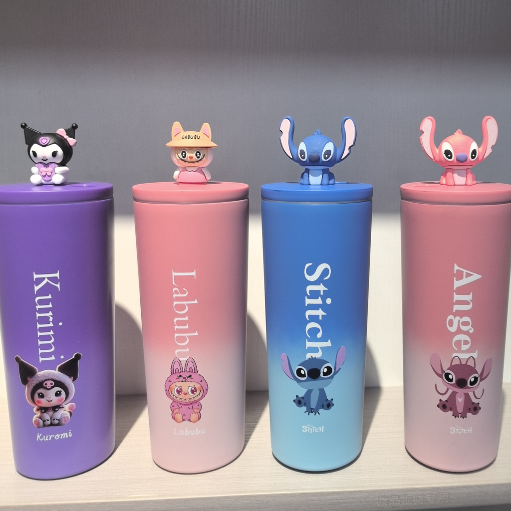 [Stizai] Multi-cartoon thermos cup cartoon large-capacity portable car straw water cup lightweight