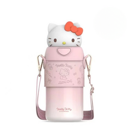 Botella de agua térmica Sanrio de 560ml/500ml – Vaso térmico de acero inoxidable con pajita de Kuromi, Hello Kitty, My Melody para niños y mujeres