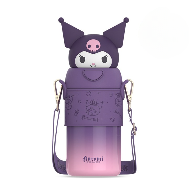 Botella de agua térmica Sanrio de 560ml/500ml – Vaso térmico de acero inoxidable con pajita de Kuromi, Hello Kitty, My Melody para niños y mujeres