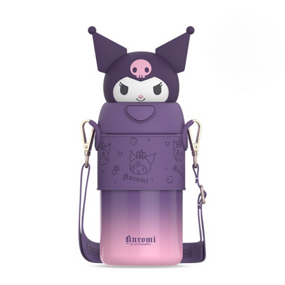 Botella de agua térmica Sanrio de 560ml/500ml – Vaso térmico de acero inoxidable con pajita de Kuromi, Hello Kitty, My Melody para niños y mujeres
