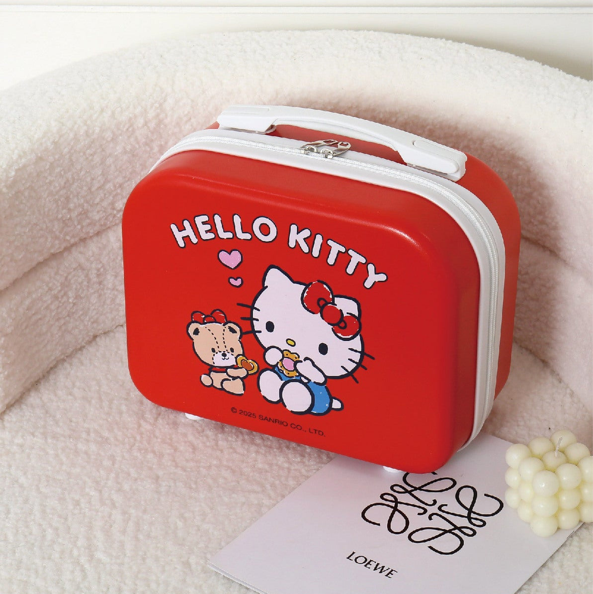 Sanrio Hello Kitty Estuche portátil de almacenamiento, bonita caja organizadora de viaje de dibujos animados para niñas estudiantes