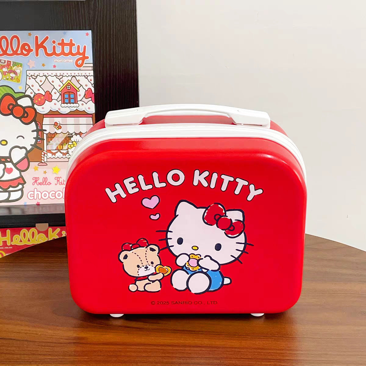 Sanrio Hello Kitty Estuche portátil de almacenamiento, bonita caja organizadora de viaje de dibujos animados para niñas estudiantes