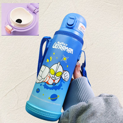 Botella de Agua Aislada de Acero Inoxidable 316 Sanrio Kuromi / Hello Kitty / Ultraman Kids 480 ml (Pajita y Bebida Directa)