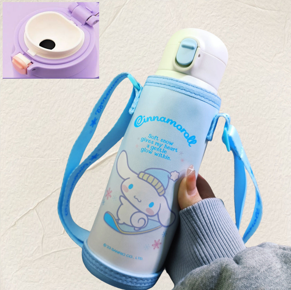 Botella de Agua Aislada de Acero Inoxidable 316 Sanrio Kuromi / Hello Kitty / Ultraman Kids 480 ml (Pajita y Bebida Directa)