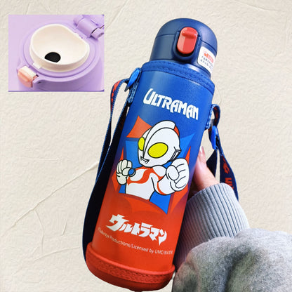 Botella de Agua Aislada de Acero Inoxidable 316 Sanrio Kuromi / Hello Kitty / Ultraman Kids 480 ml (Pajita y Bebida Directa)