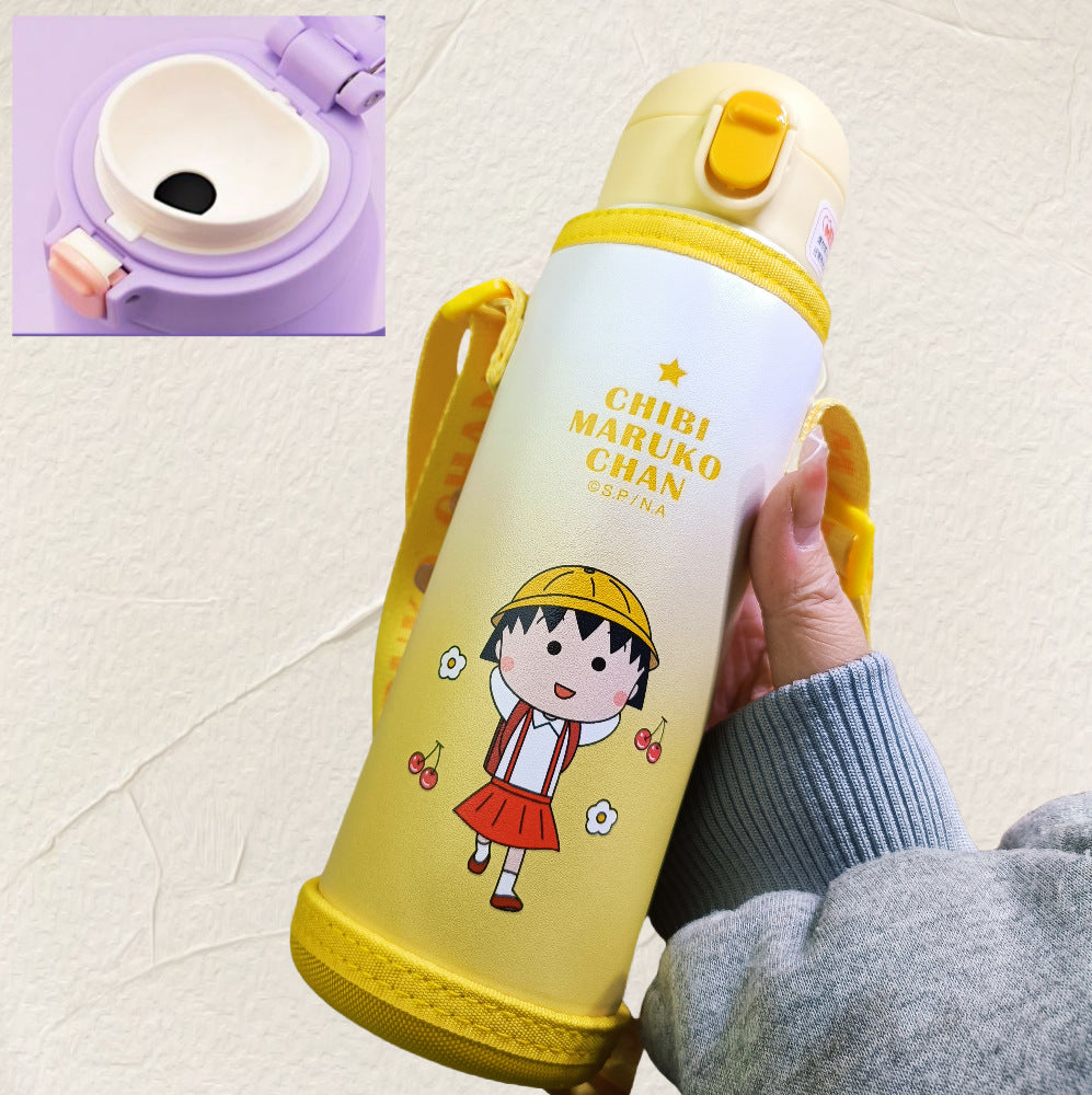 Botella de Agua Aislada de Acero Inoxidable 316 Sanrio Kuromi / Hello Kitty / Ultraman Kids 480 ml (Pajita y Bebida Directa)