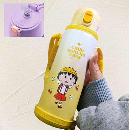 Botella de Agua Aislada de Acero Inoxidable 316 Sanrio Kuromi / Hello Kitty / Ultraman Kids 480 ml (Pajita y Bebida Directa)