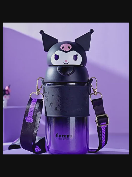 Botella de agua térmica Sanrio de 560ml/500ml – Vaso térmico de acero inoxidable con pajita de Kuromi, Hello Kitty, My Melody para niños y mujeres