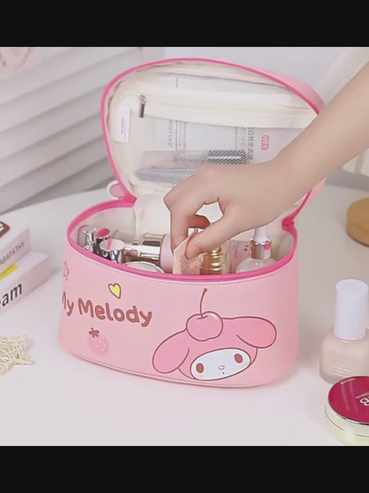 Sanrio Multi-Functional PVC Makeup Bag – Waterproof Travel Cosmetic Organizer, Cinnamoroll / My Melody / Kuromi / Hello Kitty