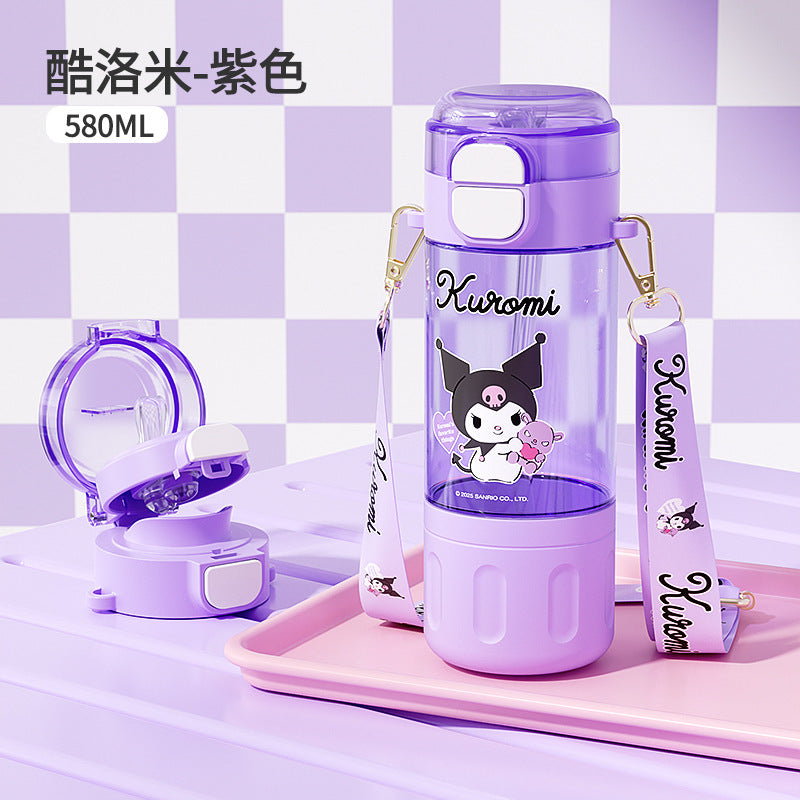 Botella de agua infantil de tritán con pajita My Melody/Kuromi/Pompompurin (420–960ml) – Diseño de dibujos animados sin BPA