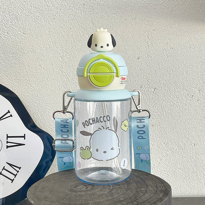 Botella de agua infantil de tritán con pajita My Melody/Kuromi/Pompompurin (420–960ml) – Diseño de dibujos animados sin BPA