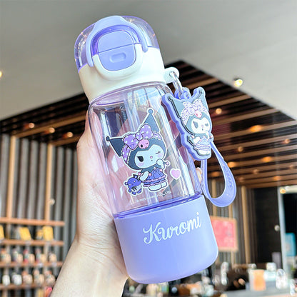 Botella de agua infantil de tritán con pajita My Melody/Kuromi/Pompompurin (420–960ml) – Diseño de dibujos animados sin BPA