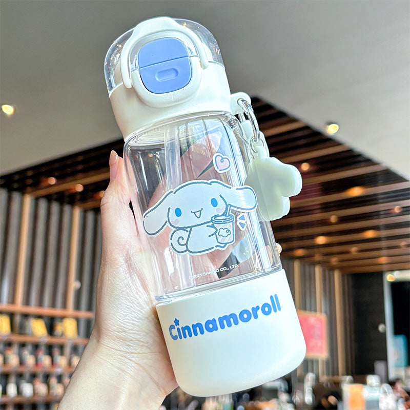 Botella de agua infantil de tritán con pajita My Melody/Kuromi/Pompompurin (420–960ml) – Diseño de dibujos animados sin BPA