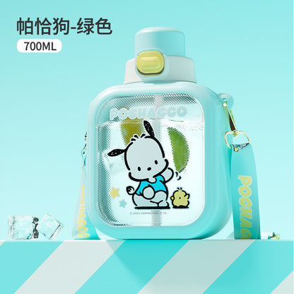 Botella de agua infantil de tritán con pajita My Melody/Kuromi/Pompompurin (420–960ml) – Diseño de dibujos animados sin BPA